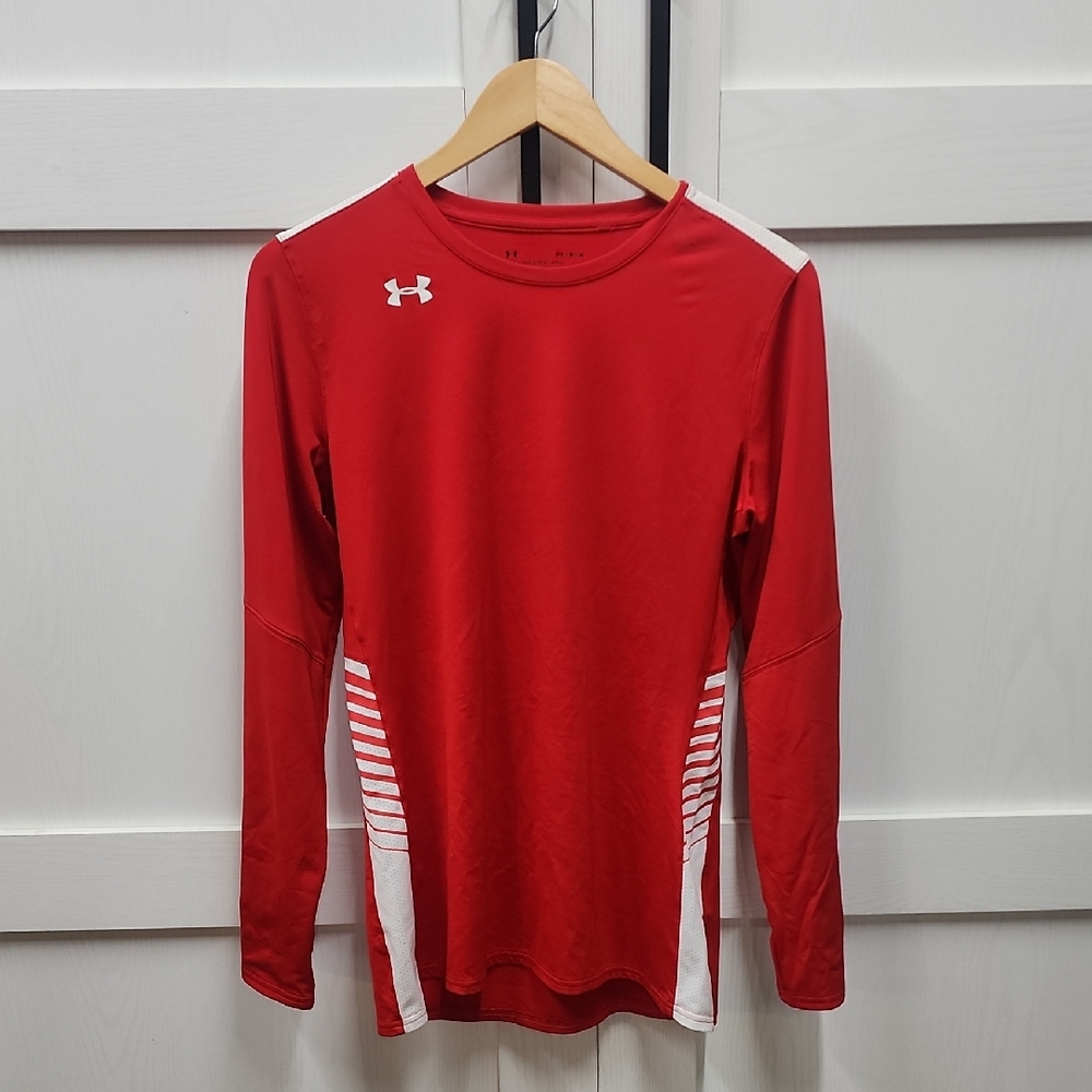 Under Armour Red and White Heatgear Top